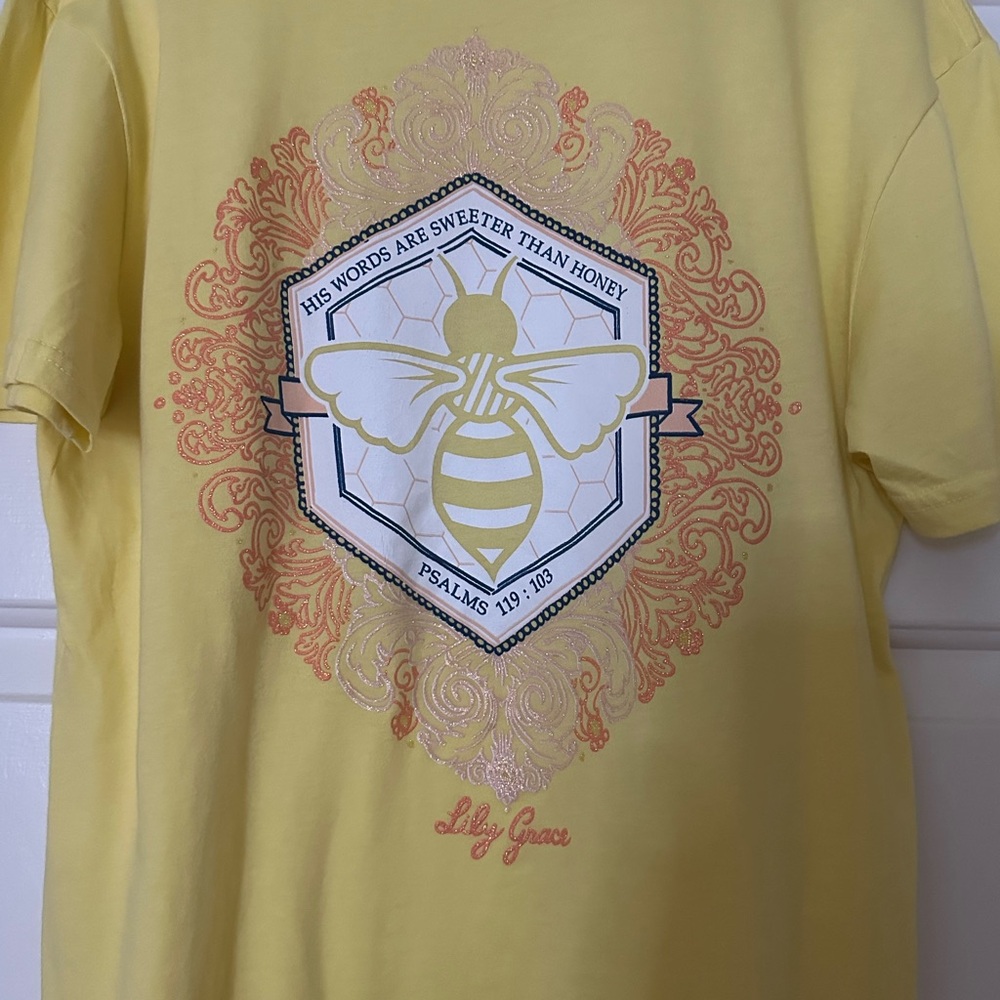 Lilly Bloom Yellow Sweeter Than Honey Glitter Pocket Tee